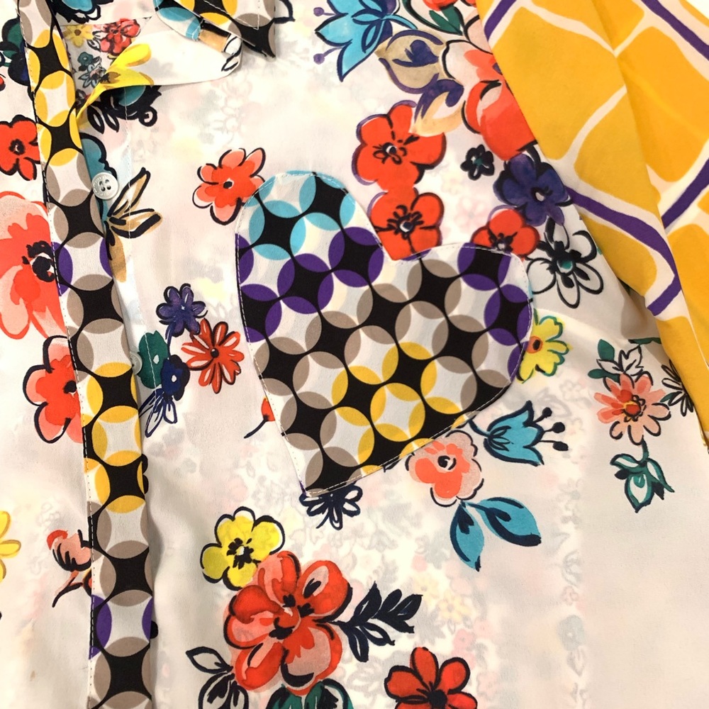 LOVE MOSCHINO Flower Geometric Pattern Blouse Sz38 - Picture 3 of 5